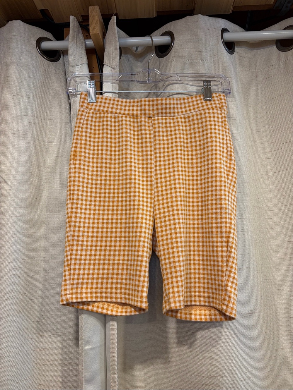 Baevely Orange Gingham Biker Shorts